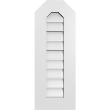 Ekena Millwork Octagonal Top Surface Mount PVC Gable Vent w/ 3-1/2"W x 1"P Standard Frame, 12"W x 32"H GVPOT12X3201SN